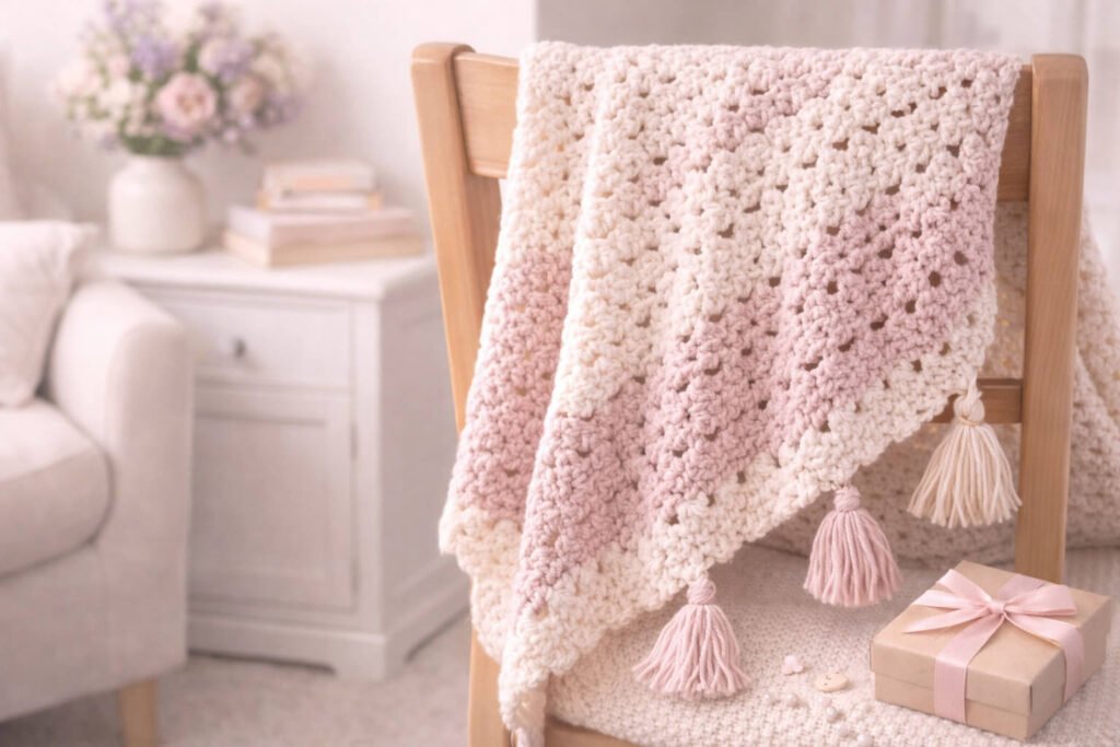 Handmade crochet shawl gift idea for mom