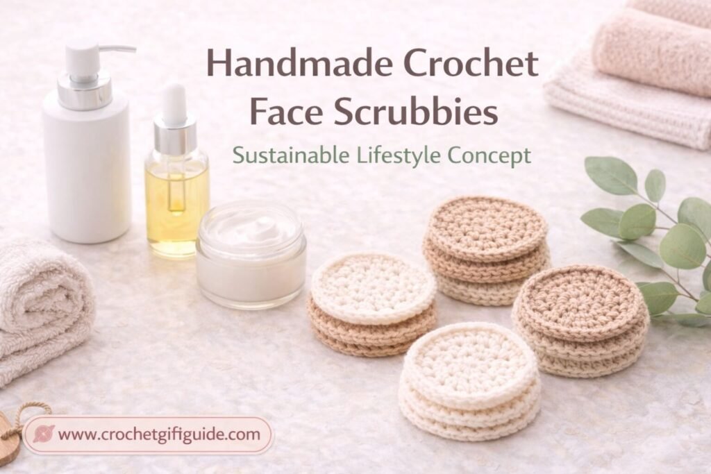 Eco-friendly crochet face scrubbies used for makeup removal and daily skincare