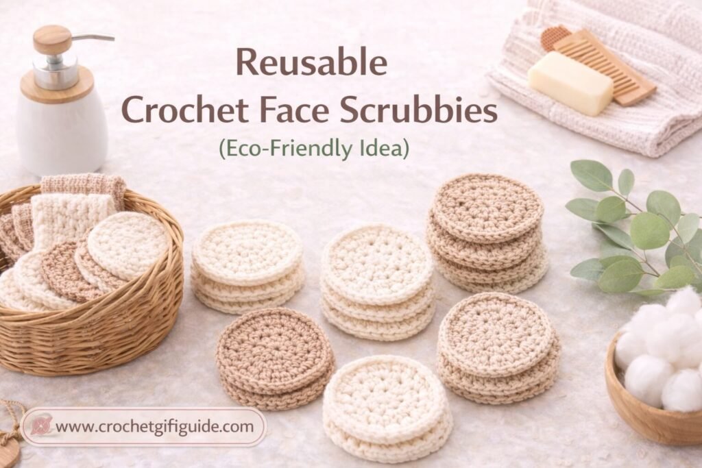 Reusable crochet face scrubbies made with cotton yarn for eco-friendly skincare